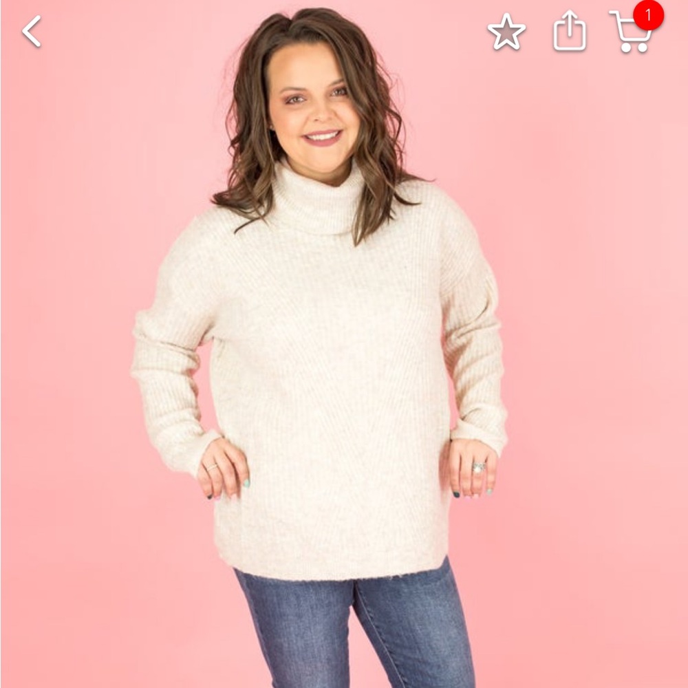 Bêcool Cream Knit Turtleneck Sweater from Flaunt Boutique Size L